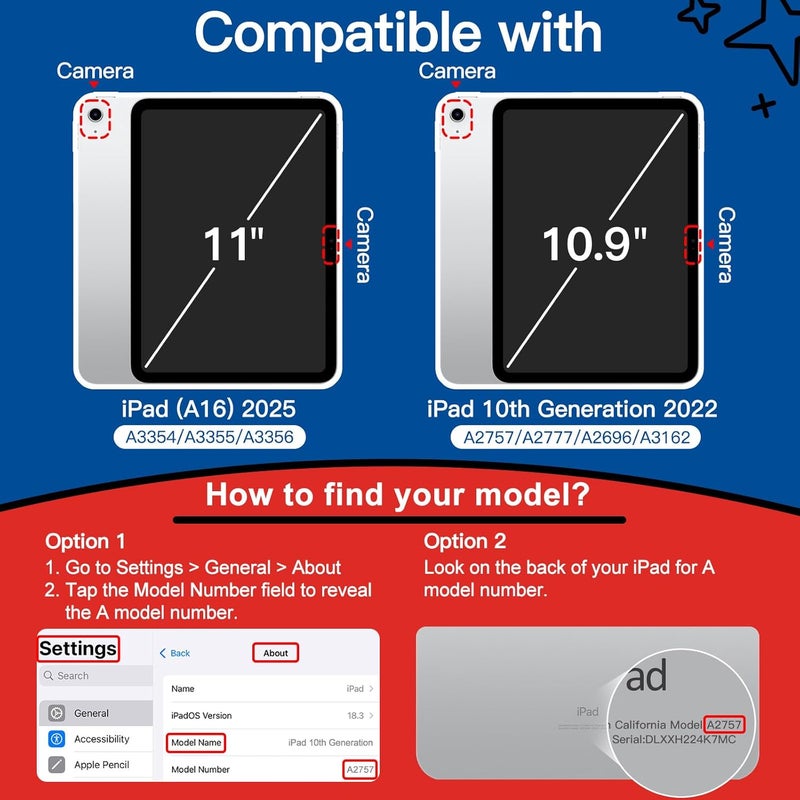 Jetech Kids Case For Ipad A16 11Th/10Th Generation 2025/2022 With 360 Degree Rotating Handle Stand, Shockproof Lightweight Tablet Cover With Pencil Holder Red - Image 2