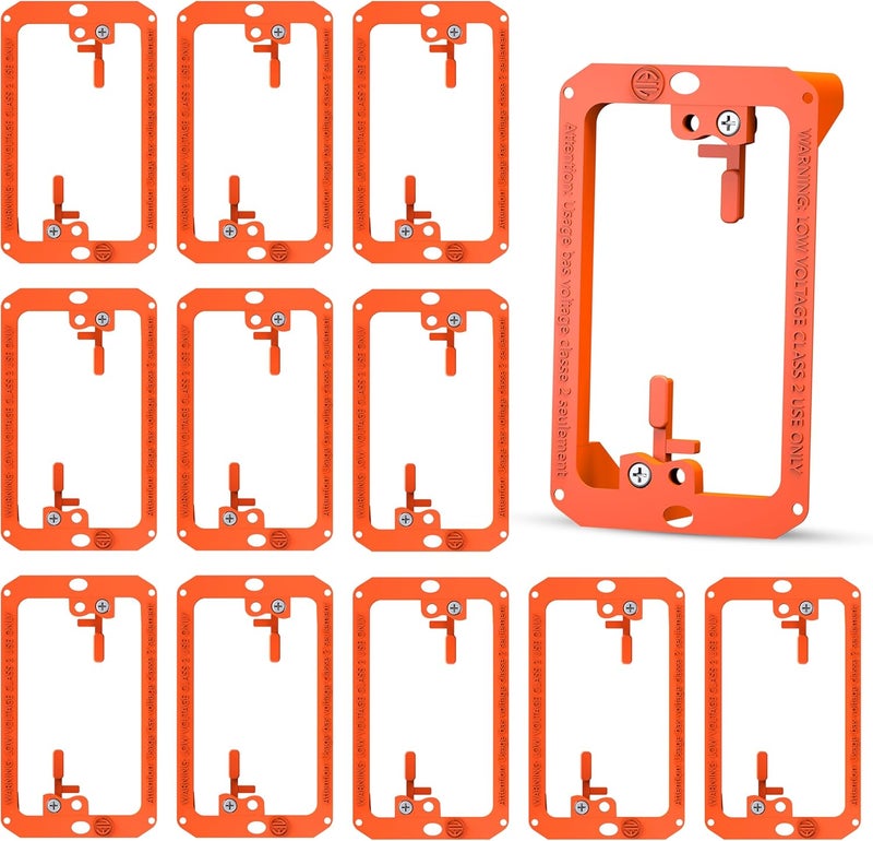 BWP Low Voltage Mounting Bracket 1 Gang, 12 Pack for Single Gang Wall Plate, Telephone Wires, Network Cables, HDMI, Coaxial, Speaker Cables - Low Voltage Box Cable Wall Plate Bracket, Mud Ring - Image 1