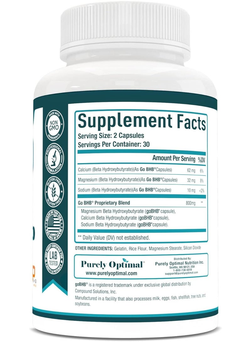 Purely Optimal Keto BHB Exogenous Ketone Capsules, 60 Count - Image 1