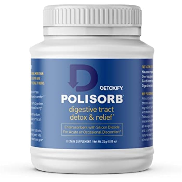 Detoxify Polisorb Digestive Tract Cleanse – Silicon Dioxide Detox Drink for Gut Health, Stomach Comfort & Cleansing, Mixes with Water, Juice, Tea - Family-Friendly, 2 Tbsp Serving for Adults - Image 1