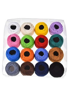 Crochet Cotton, Crochet Thread Set, Cotton Yarn Balls,for DIY Craft Embroidery Crochet Cross, Plain Design Assorted Colors, Stitch Knitting Threads Hand Embroidery Knitting Threads (16pcs)