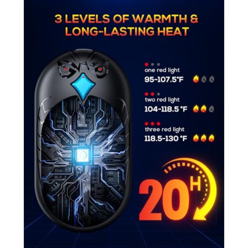 Hand Warmers Rechargeable, 2 Pack 6000mAh Electric Portable Heater, 20 Hrs Long Heating Hot Pockets Hand Warmer, Hunting Gear, Gifts for Women, Men, Raynauds, Camping, Golf, Outdoors - Image 3
