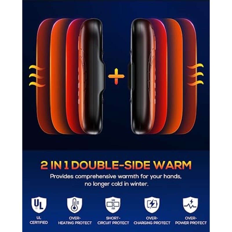 Hand Warmers Rechargeable, 2 Pack 6000mAh Electric Portable Heater, 20 Hrs Long Heating Hot Pockets Hand Warmer, Hunting Gear, Gifts for Women, Men, Raynauds, Camping, Golf, Outdoors - Image 4