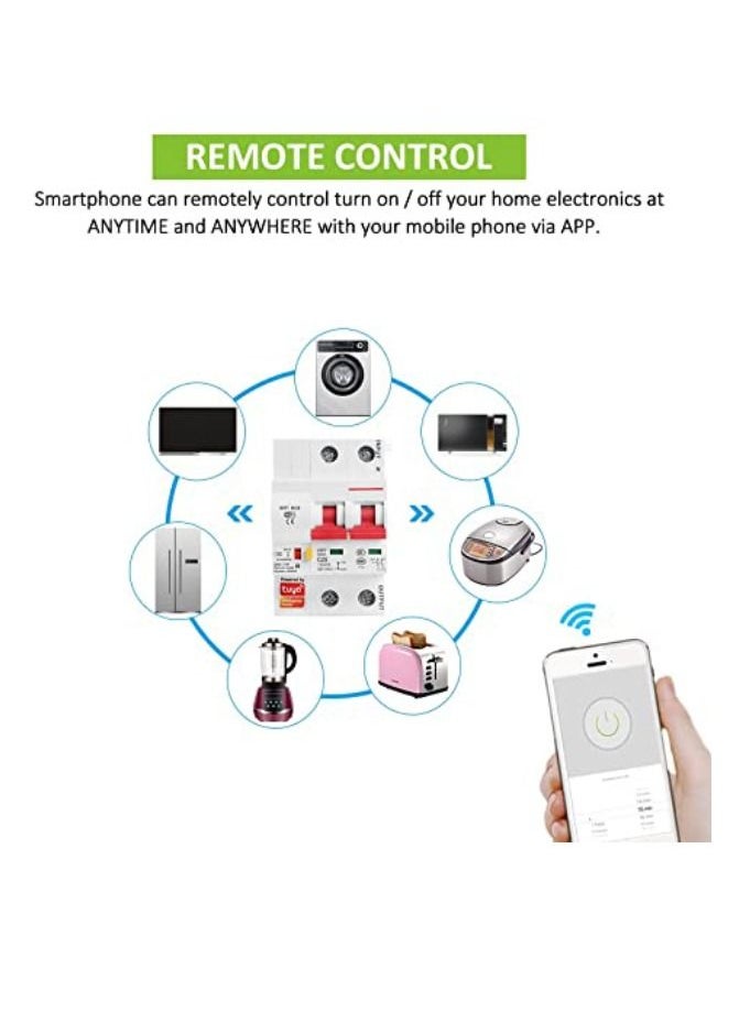 Generic - Wifi Main Circuit Breaker (MCB) / Smart Switch overload and short circuit protection for Smart home work with Smart life app (63A) - Image 1