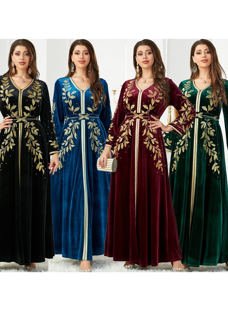 KUYING New Fashion Embroidered Beaded Velvet Dress  - Image 2