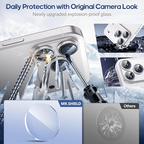 Mr Shield Mr.Shield Top-Notch 3D Camera Lens Protector Ring Compatible For iPhone 17 Pro Max | 17 Pro, 1:1 Keep Original Lens Design and Color, 9H Hardness, Easy Installation - Silver Titanium - Image 3