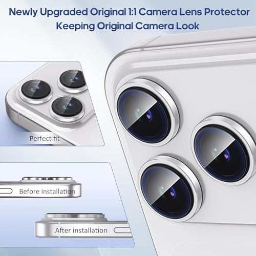 Mr Shield Mr.Shield Top-Notch 3D Camera Lens Protector Ring Compatible For iPhone 17 Pro Max | 17 Pro, 1:1 Keep Original Lens Design and Color, 9H Hardness, Easy Installation - Silver Titanium - Image 5