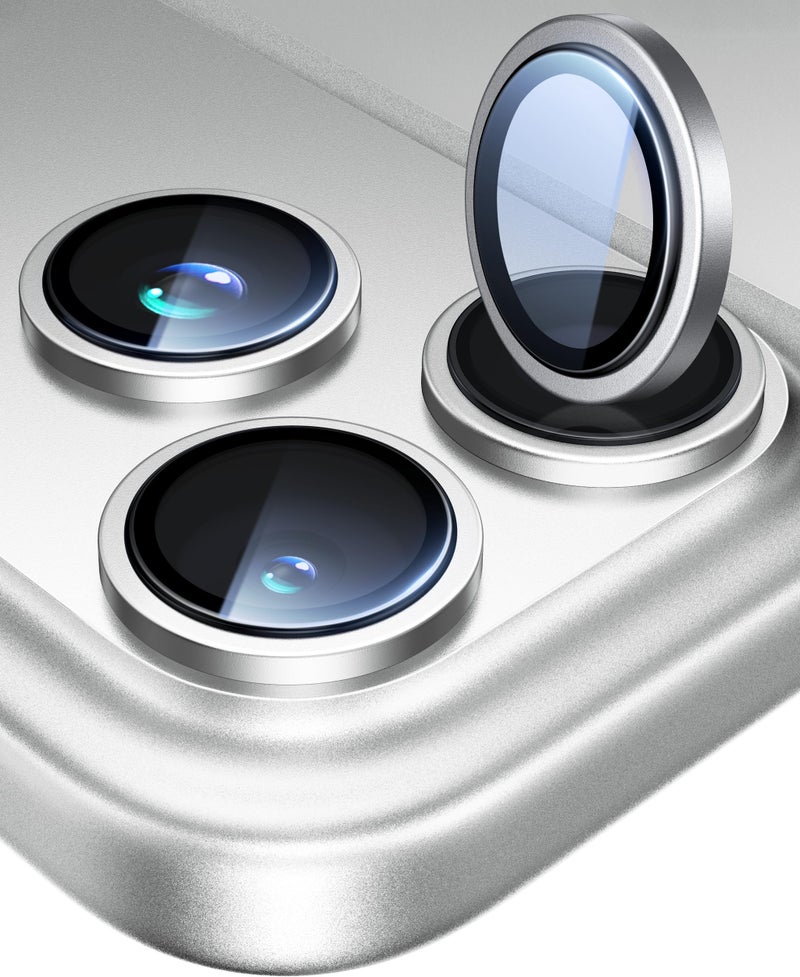 Mr Shield Mr.Shield Top-Notch 3D Camera Lens Protector Ring Compatible For iPhone 17 Pro Max | 17 Pro, 1:1 Keep Original Lens Design and Color, 9H Hardness, Easy Installation - Silver Titanium - Image 1