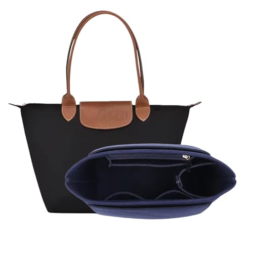 D.DUO Bag Insert Organizer, purse accessories, Suitable For Longchamp long handle tote organizer (Dark Blue, M（long handle）) - Image 1