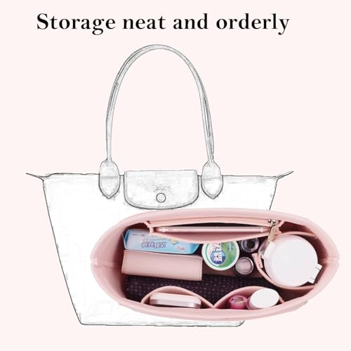 D.DUO Bag Insert Organizer, purse accessories, Suitable For Longchamp long handle tote organizer (Dark Blue, M（long handle）) - Image 4