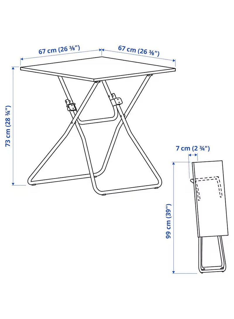 Generic Dining Folding Table With 2 Folding Chairs Black 67x67 cm /For Multi Purpose Home, Kitchen, Balcony, Restaurant, Indoor, Outdoor  - Image 3