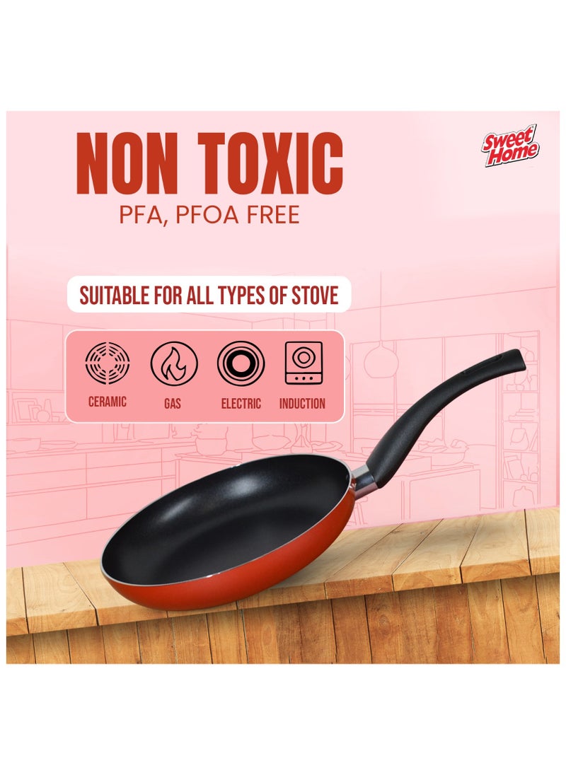 Sweet Home - Non-Stick Cookware 3 pcs Set with Frypan and Sauce Pan - Heat-Resistant Handle, Non-Stick Coating, Aluminium Material, and Laddle Included - Image 1