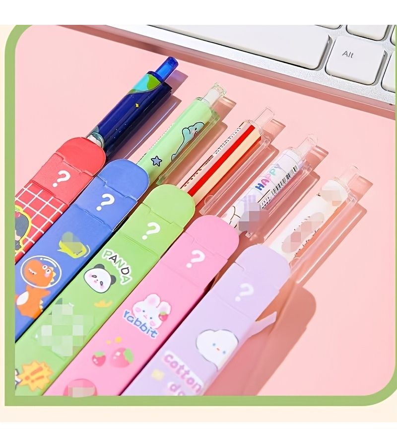 Colorful Array Creative Cartoon Click Pen Set 4Pcs Cute Inspirational Funny Gift Stationery - Image 4