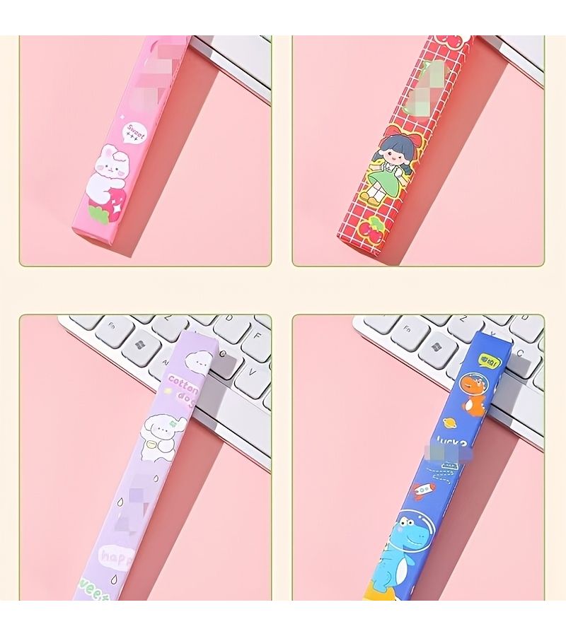 Colorful Array Creative Cartoon Click Pen Set 4Pcs Cute Inspirational Funny Gift Stationery - Image 5