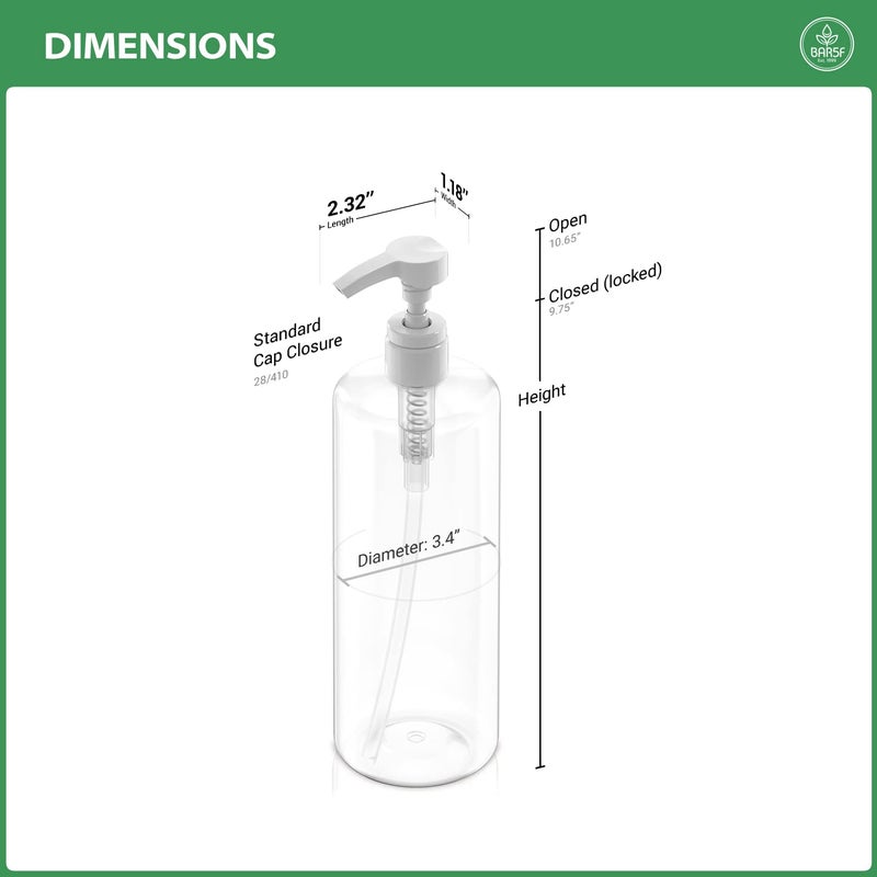 Bar5F Pump Bottle 32-Ounce 1-Liter Empty for Shampoo Conditioner Body Wash Lotion BPA-Free Crystal-Clear (Pack of 1) - Image 3