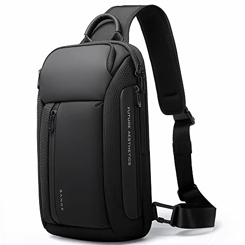BANGE Sling Bag for Men, Men's Shoulder bags, Waterproof Crossbody Backpack for Men… (7566Black) - Image 1
