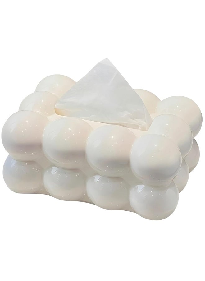 Happy Home Bubble Tissue Box - Slim and Lightweight Organizer for Living Room, Bathroom, Bedroom, Office - Innovative Paper Towel Holder for Facial Tissues, Cloth Napkins, and Dryer Sheets-White  - Image 1