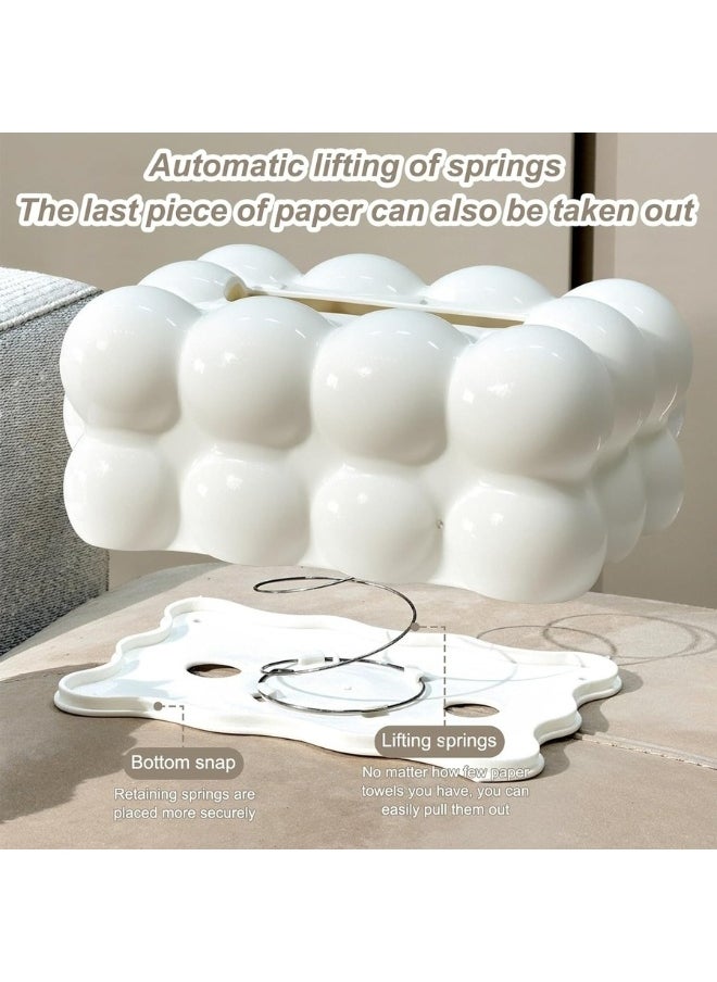 Happy Home Bubble Tissue Box - Slim and Lightweight Organizer for Living Room, Bathroom, Bedroom, Office - Innovative Paper Towel Holder for Facial Tissues, Cloth Napkins, and Dryer Sheets-White  - Image 5