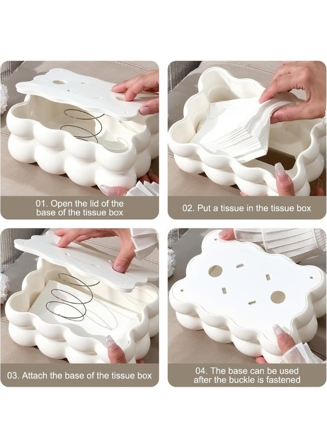 Happy Home Bubble Tissue Box - Slim and Lightweight Organizer for Living Room, Bathroom, Bedroom, Office - Innovative Paper Towel Holder for Facial Tissues, Cloth Napkins, and Dryer Sheets-White  - Image 3
