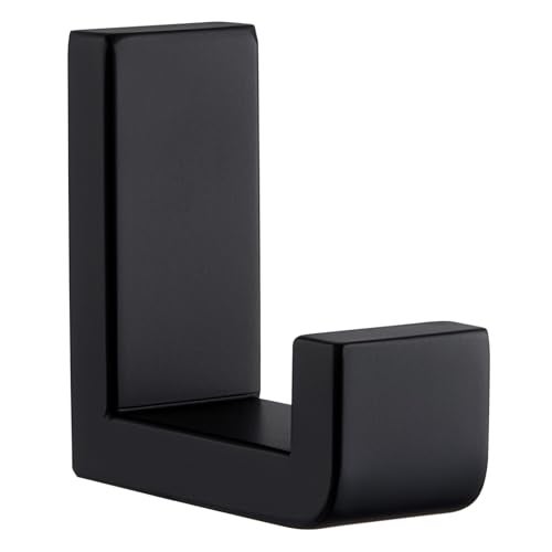 Angle Simple Towel Hook for Bathroom, SUS 304 Stainless Steel Compact Shower Robe Coat Wall Hook, Matte Black - Image 1