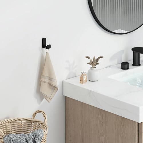 Angle Simple Towel Hook for Bathroom, SUS 304 Stainless Steel Compact Shower Robe Coat Wall Hook, Matte Black - Image 2