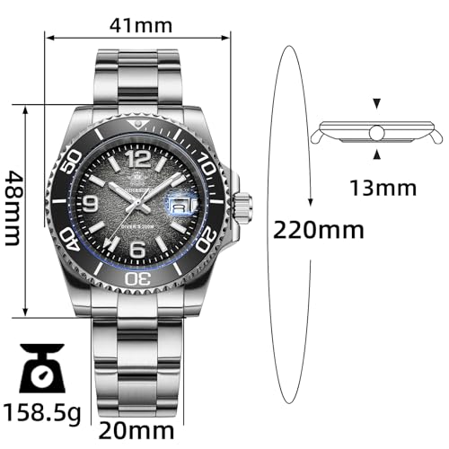 ADDIESDIVE Diver Watches for Men 41 MM Quartz Underwater Sports Watch Easy to Read Dial 200 M Waterproof Luminous Analog Grey Gradient Dial - Image 2