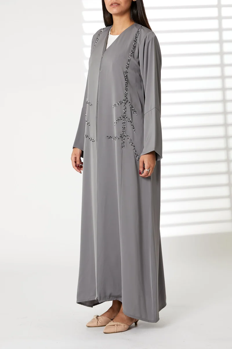 Moistreet  Embellished Open Front Abaya for Women | Best Price UAE