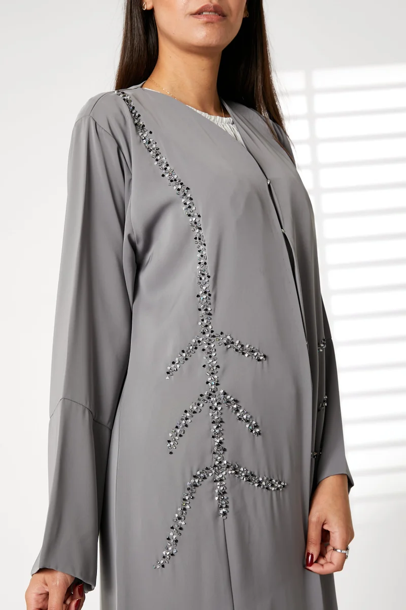 Moistreet  Embellished Open Front Abaya for Women | Best Price UAE