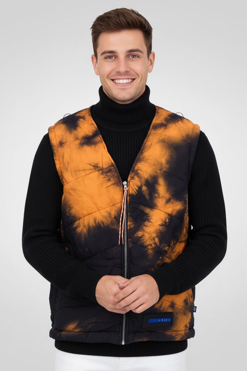 Aries Men Tie And Dye Vest Jacket, Black - Image 1
