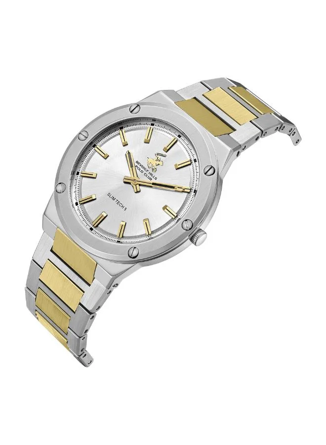 بيفرلي هيلز بولو كلوب BEVERLY HILLS POLO CLUB BP3717X.230 Men's Analog Display Watch & Metal Strap Silver/Gold