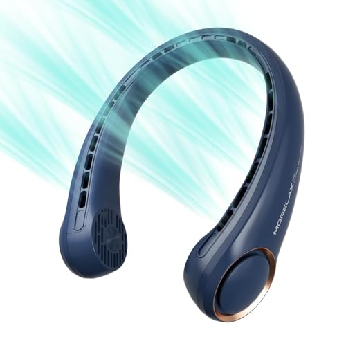 Morelax Neck Fan USB Rechargeable Personal FanHand Free Bladeless Portable Fans4000 mAh 3 Speeds72 Air Faster softer 360 Cooling Ultra QuietGift Suitable for Home Office Travel Sports