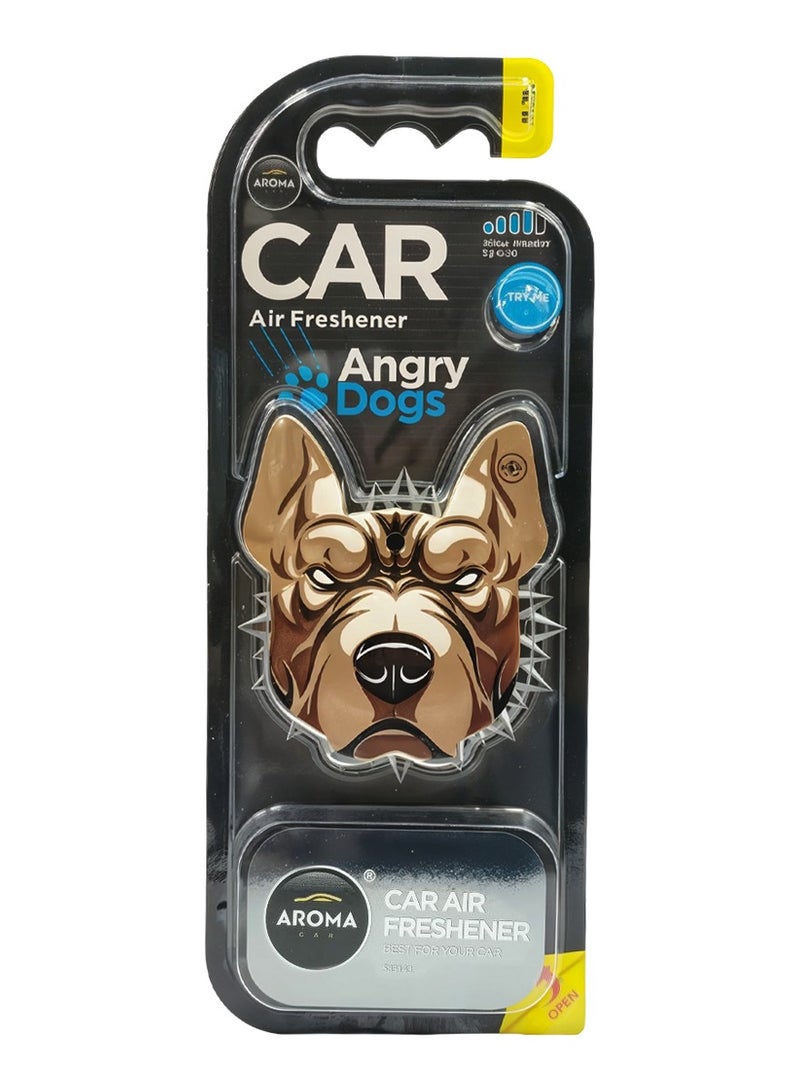 Aroma Car Air Freshener - Angry Dogs Aroma Car Vent Clip - Natural Fresh Linen Scent - Improves Air Quality, Boosts Mood, Enhances Focus & Relaxation - Works with Car Air Flow - Image 1