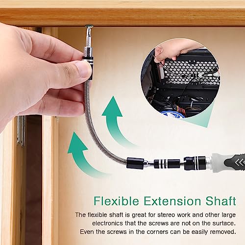 ORIA 61 in 1 Precision Screwdriver Set with 57 Bits, Magnetic Screwdriver Kit, Portable Repair Tool Kit for Smartphone, PC, Watch, Toys - Includes Extension and Flexible Rod, Black - Image 5
