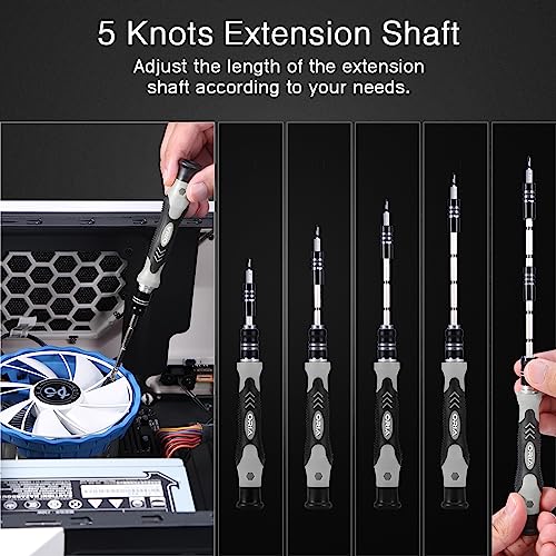 ORIA 61 in 1 Precision Screwdriver Set with 57 Bits, Magnetic Screwdriver Kit, Portable Repair Tool Kit for Smartphone, PC, Watch, Toys - Includes Extension and Flexible Rod, Black - Image 4