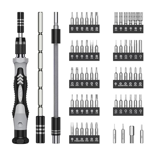 ORIA 61 in 1 Precision Screwdriver Set with 57 Bits, Magnetic Screwdriver Kit, Portable Repair Tool Kit for Smartphone, PC, Watch, Toys - Includes Extension and Flexible Rod, Black - Image 1