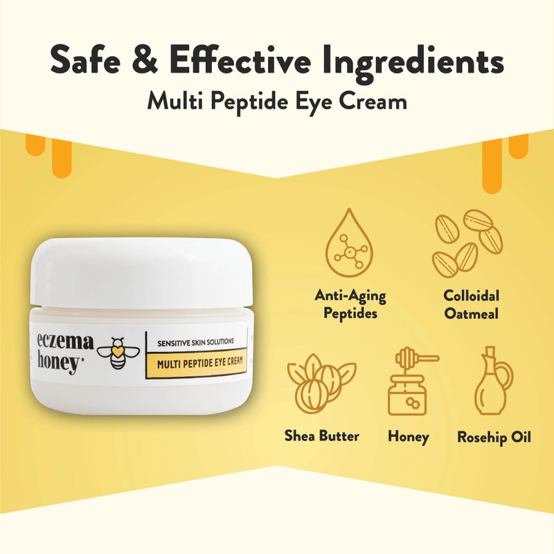 ECZEMA HONEY Multi Peptide Eye Cream - Anti Aging Eye Cream for Dark Circles & Puffiness - Facial Skin Care Products for Eczema, Dry & Sensitive Skin (0.5 Oz) - Image 2