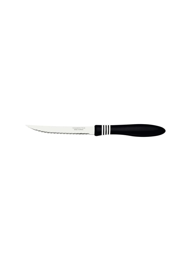TRAMONTINA TRAMONTINA Steak Knife Set – 2 Pieces – Black Handle – Cor & Cor Series – Stainless Steel Blades for Effortless Meat Slicing