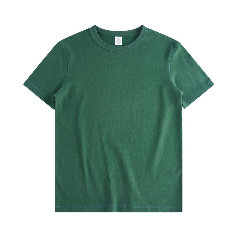 8-Color Heavyweight Japanese-Style Washed 300g Retro Carbon Brushed Solid Color Pure Cotton Men''s T-Shirt British Retro Short Sleeve - Image 1