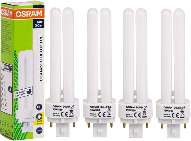 OSRAM Home Decorative and Durable 13 Watts 4 Pin Day Light CFL Bulb (Pack of 4) - Warm White - Image 1