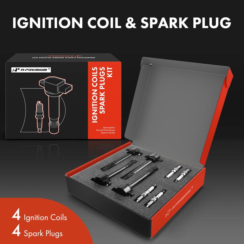 A-Premium Set of 4 Ignition Coil Pack and Iridium Spark Plugs Compatible with Jeep Compass 2007-2017 Patriot & Dodge Journey Avenger Caliber & Chrysler 200 Sebring - Image 2