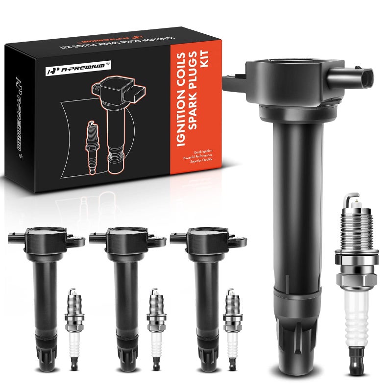 A-Premium Set of 4 Ignition Coil Pack and Iridium Spark Plugs Compatible with Jeep Compass 2007-2017 Patriot & Dodge Journey Avenger Caliber & Chrysler 200 Sebring - Image 1