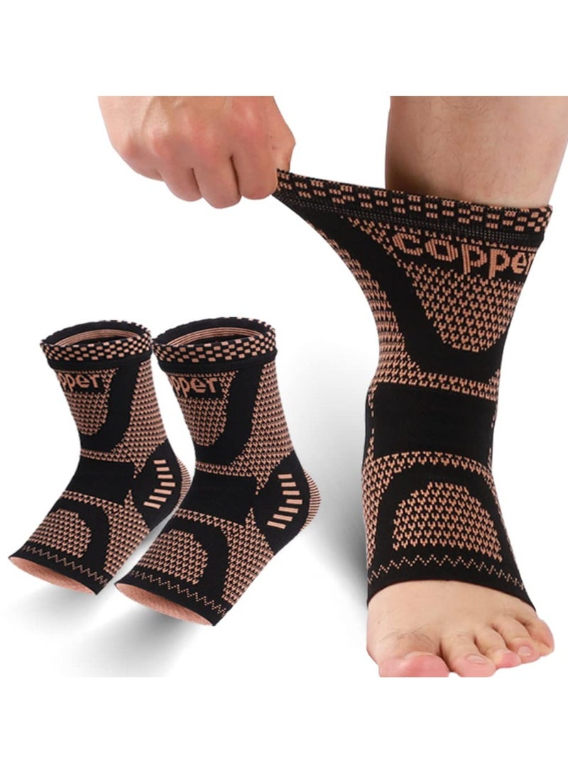 Cuken 1 Pair Ankle Brace, L, Infused Ankle Support Compression Sleeve for Men and Women, For Foot Pain Relief, Sprained Recovery, Achilles Tendonitis, Daytime or Night Use (Brown)  - Image 4