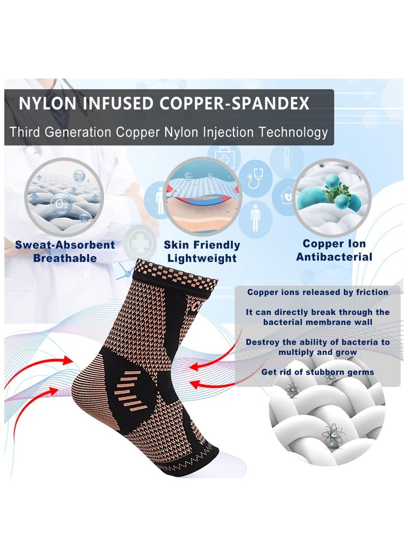 Cuken 1 Pair Ankle Brace, L, Infused Ankle Support Compression Sleeve for Men and Women, For Foot Pain Relief, Sprained Recovery, Achilles Tendonitis, Daytime or Night Use (Brown)  - Image 5