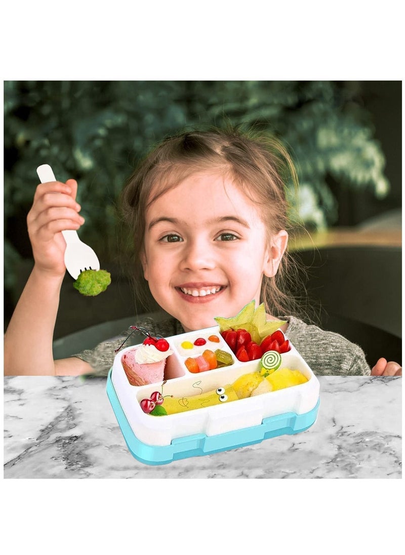 Arabest - Bento Boxes with 5 Compartments, Robust Snack Box, 800 ML Bento Lunch Box With Spoon. BPA-Free Lunch Box, Suitable for Microwave and Dishwasher (Blue) - Image 1