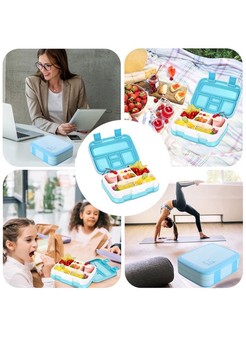 Arabest - Bento Boxes with 5 Compartments, Robust Snack Box, 800 ML Bento Lunch Box With Spoon. BPA-Free Lunch Box, Suitable for Microwave and Dishwasher (Blue) - Image 1