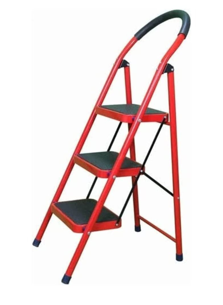RACO Foldable Ladder, Wide Pedal and Anti-Slip. Multi Purpose Portable Folding Stepladder for Kitchen Household,Red (3 STEP) - Image 1