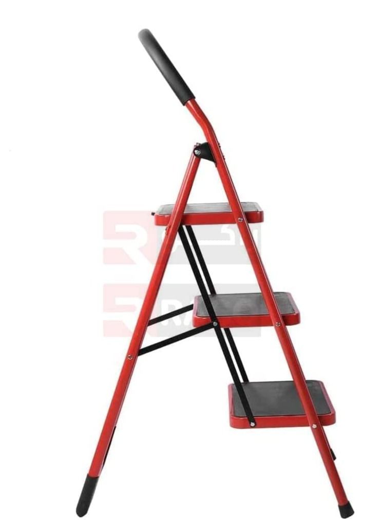 RACO Foldable Ladder, Wide Pedal and Anti-Slip. Multi Purpose Portable Folding Stepladder for Kitchen Household,Red (3 STEP) - Image 2