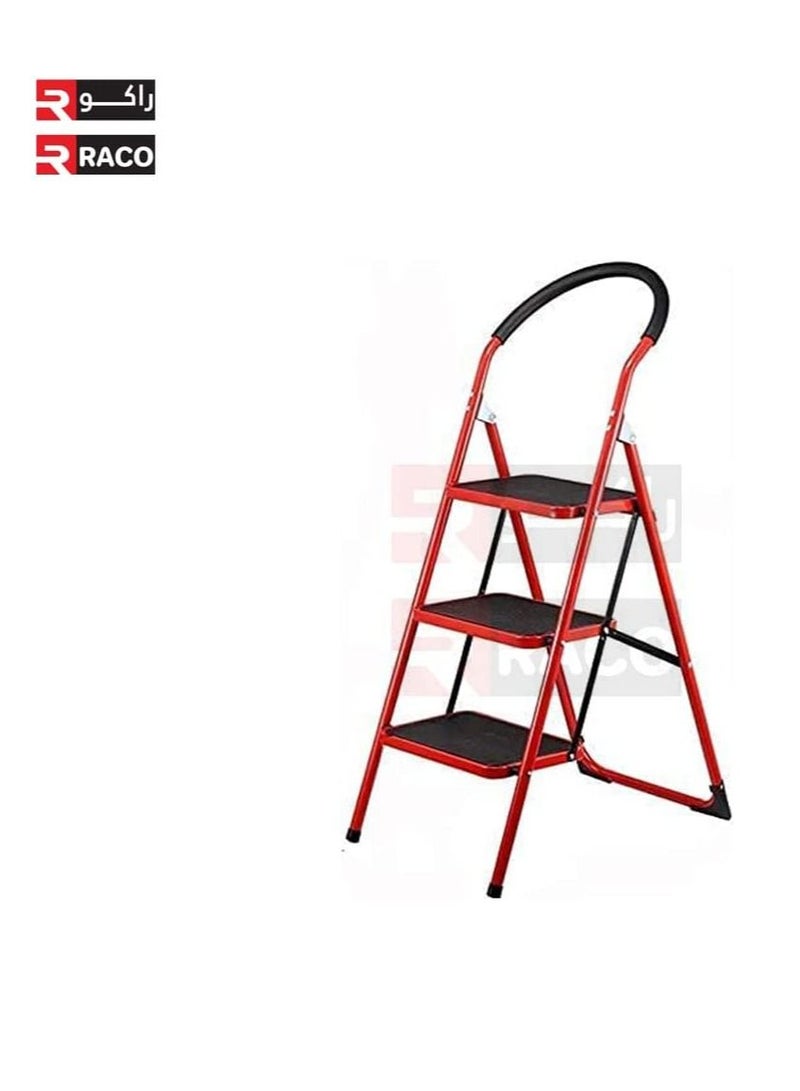 RACO Foldable Ladder, Wide Pedal and Anti-Slip. Multi Purpose Portable Folding Stepladder for Kitchen Household,Red (3 STEP) - Image 4