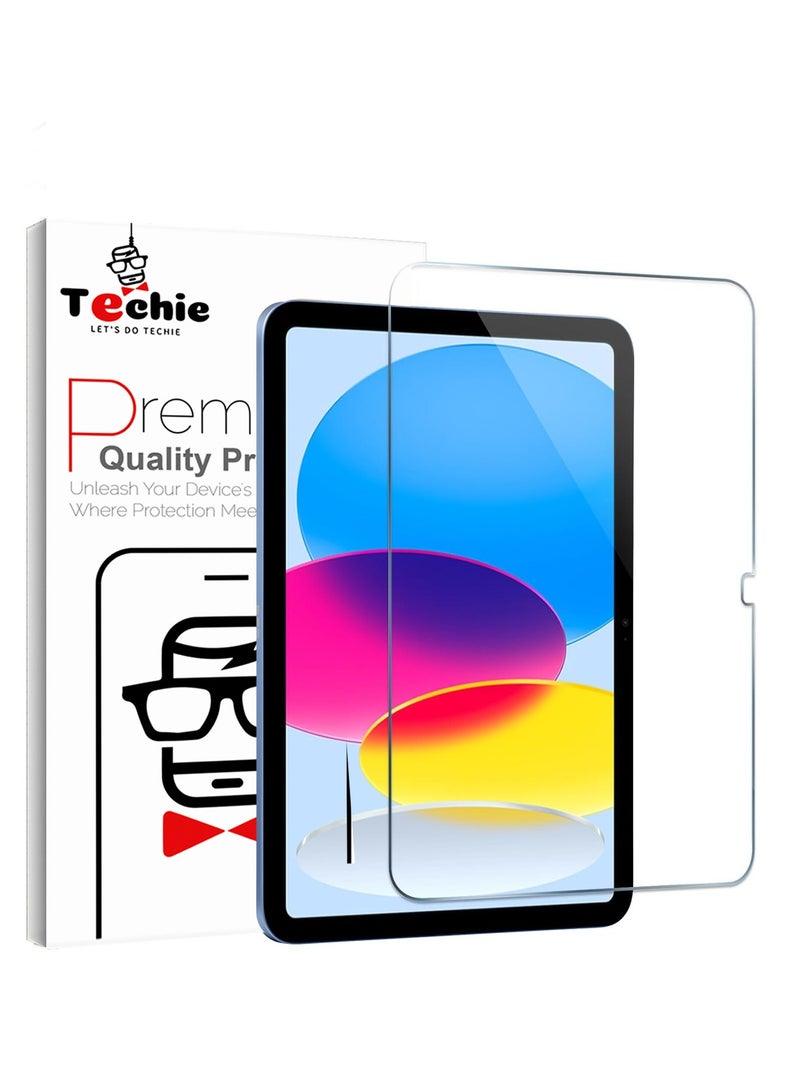 Techie واقي شاشة زجاجي مقوى شفاف عالي الدقة لجهاز Apple iPad الجيل العاشر مقاس 10.9 بوصة (2022) - رفيع للغاية بسمك 0.33 مم، تطبيق خالٍ من الفقاعات - Image 1