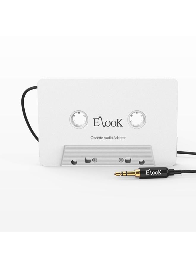 Elook Car Cassette Aux Adapter, 3.5mm Universal Audio Cable Tape Adapter for Car, Phone, MP3 ect. White - Image 1